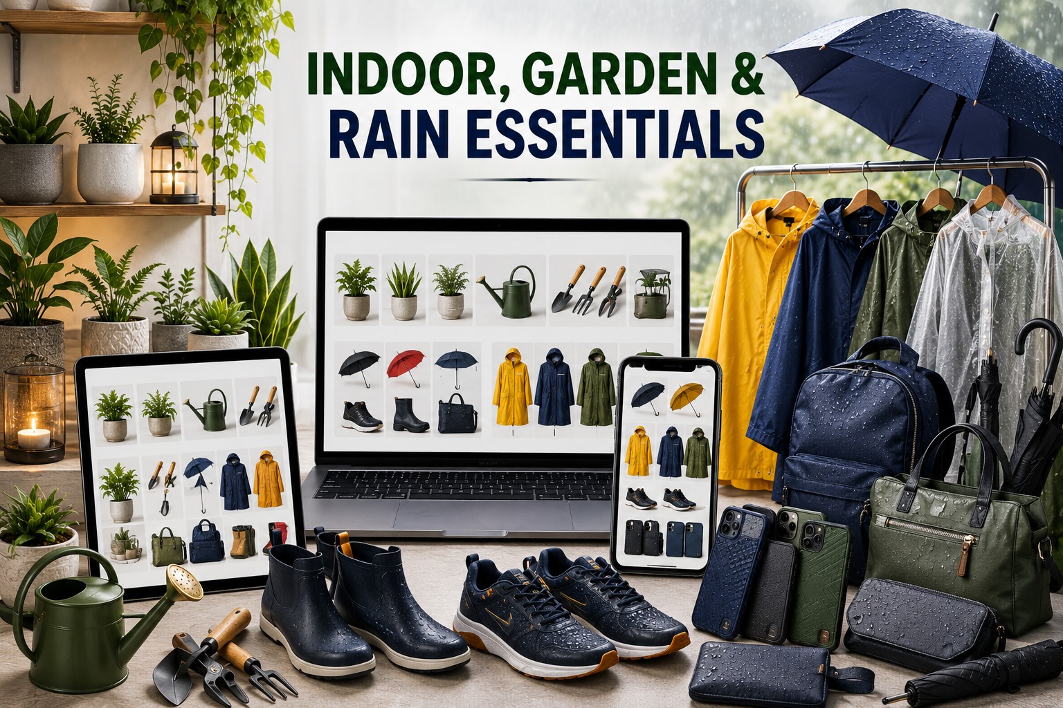 Amazon indoor, garden and rain essentials seasonal campaign
